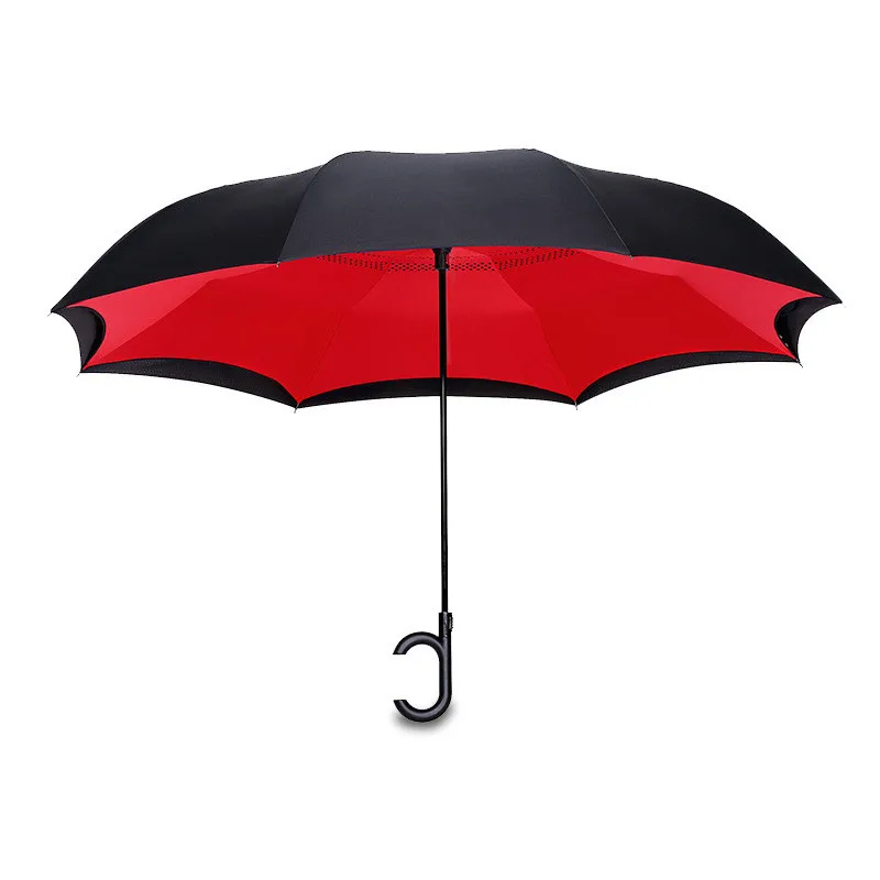 

NEW Windproof Reverse Folding Double Layer Inverted Chuva Umbrella women for xiaomi Self Stand Rain Protection C-Hook Hands