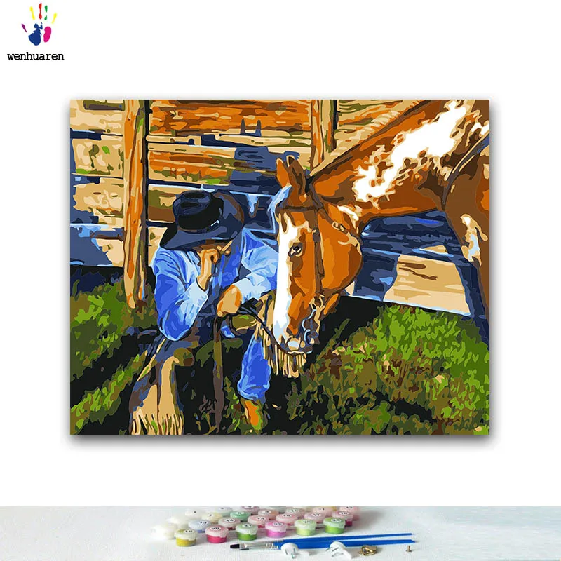 Краска по номерам художественная живопись по номерам человек и животное Дельфин Орел Лев лошадь волк леопард черный Кот diy подарок Забавный - Цвет: 100222