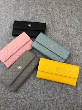 

free shipping 2020 the new style fashion and simple genuine cow leather women money clips long clips