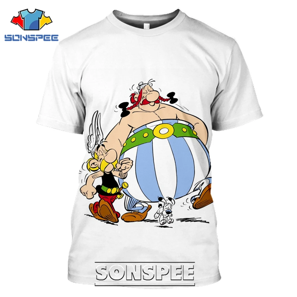 SONSPEE 3D Print Asterix And Obelix T-shirts Men Women Casual Hip Hop Short Sleeve Streetwear Vintage Cartoon Tees Tops Shirt (11)