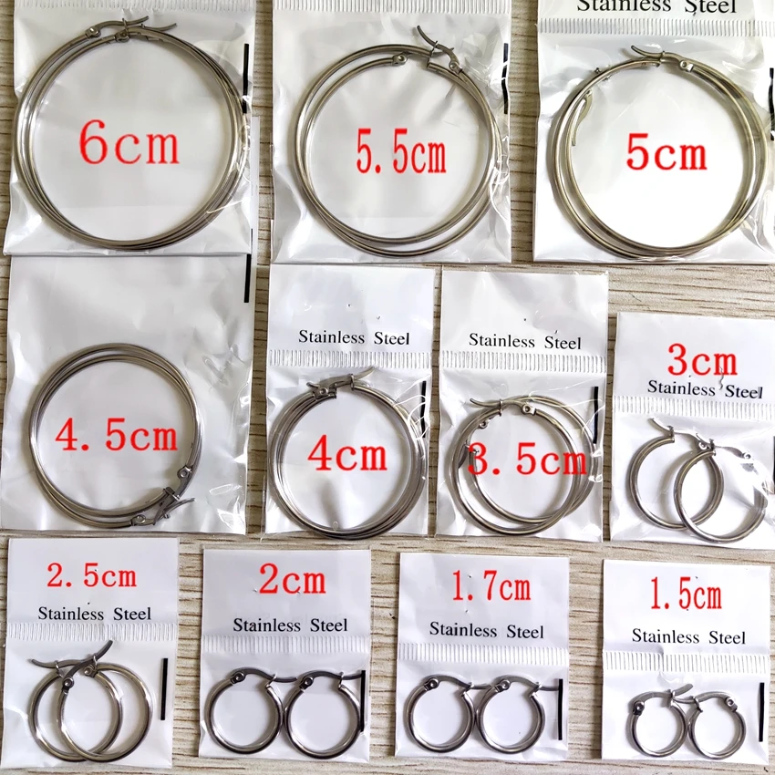 Wholesale 22Pairs  Hoop Earrings For Women Stainless Steel Wedding Jewelry 3