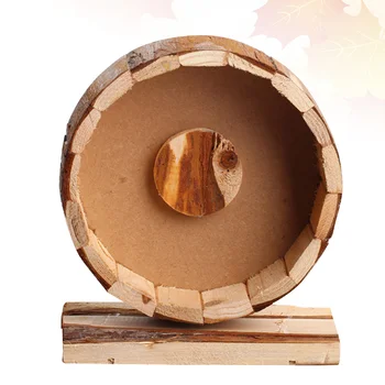 

Wooden Exercise Wheel Silent Running Spinner Wheel Pet Chew Toys for Hamster Chinchilla Squirrel (Medium)