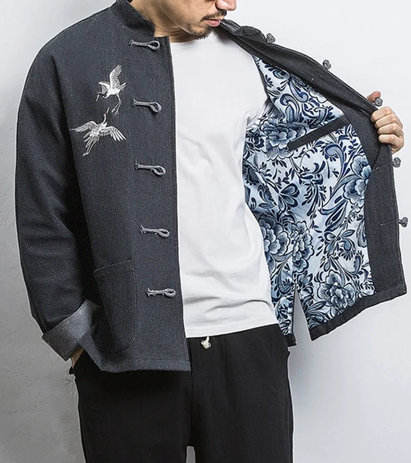 Traditional Chinese Clothing For Men Outerwear Male Jacket Mandarin Collar Suit Tangzhuang Men Clothes 2019 KK3251