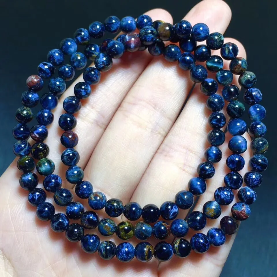 

5.4mm Natural Blue Pietersite Jewelry For Women Man Anniversary Gift Powerful Stone Namibia 3 Laps Beads Fashion Bracelet AAAAA