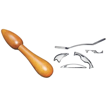 

1 Pcs Health Care Wooden Massage Stick Sandalwood Massager & 5 Pcs Tissue Therapy Muscle Massage IASTM Tools Whole Body