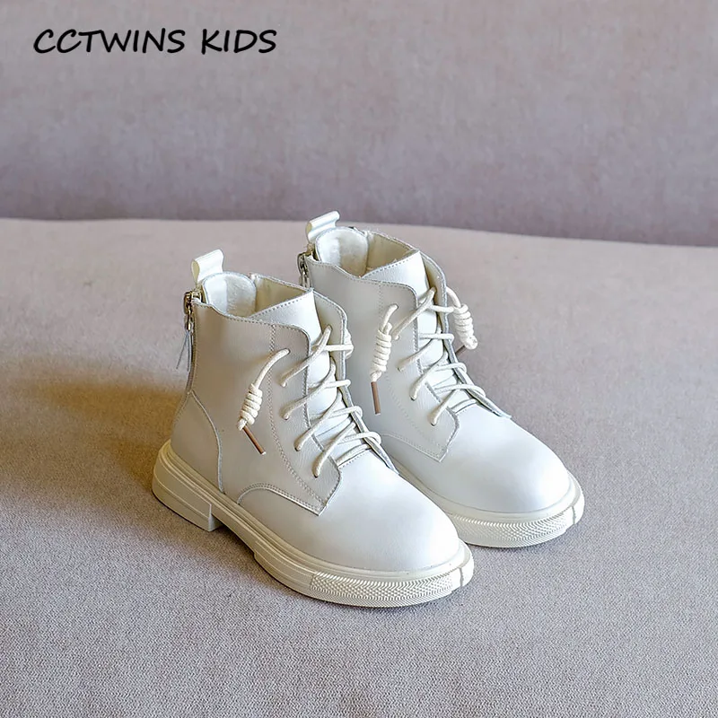 Thin White CCTWINS/детская обувь; коллекция года; зимняя детская модная теплая обувь; ботильоны из натуральной кожи для маленьких девочек; брендовые Ботинки martin для мальчиков; MB156 - Цвет: Thin White