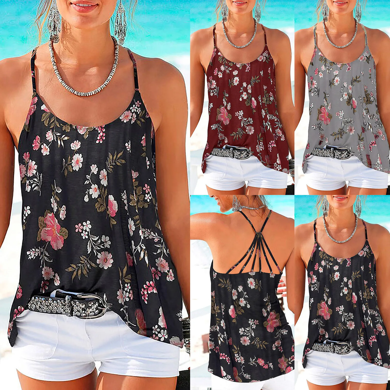 Fashion Tops Strappy Tops Boden Strappy Top flower pattern casual look 
