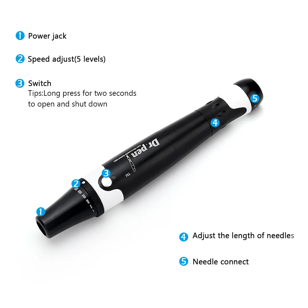 Derma Pen Ultima A7 dr pen microneedeling pen Therapy System Derma Rolling Acne Wrinkle Removal Skincare with 12pin Needles