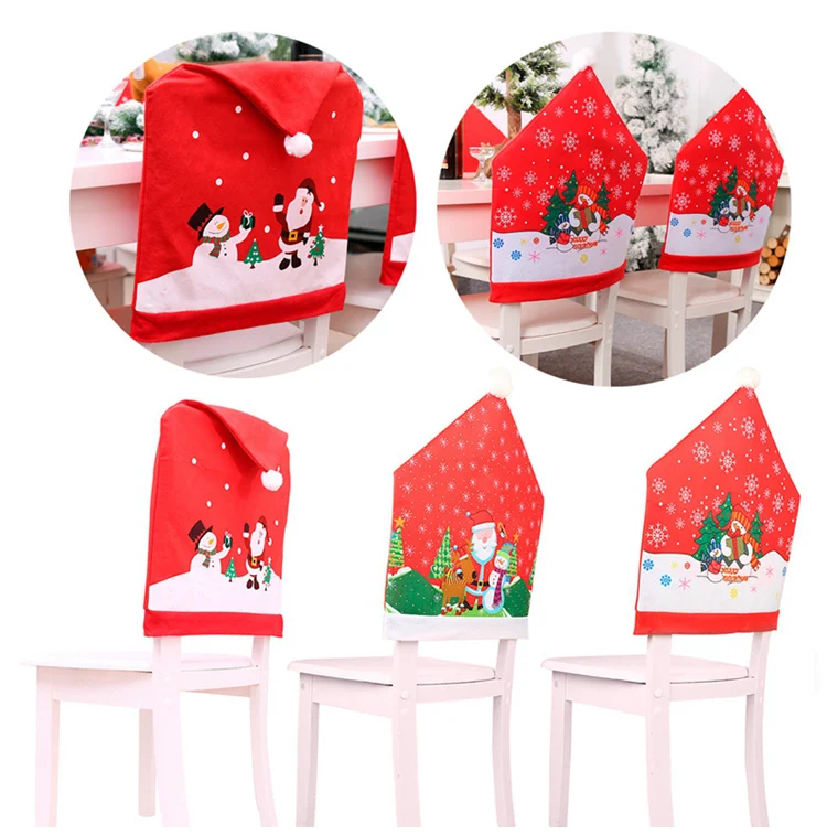 QIFU Санта Клаус Снеговик накладка на стул с красной шляпой Рождественский Декор для дома декор для рождественской вечеринки рождественские подарки год