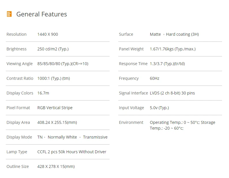 (TL) (L1) LCD Visor Do Painel de 1440*900 de Substituição