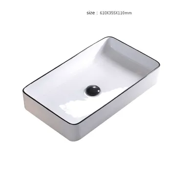 

Bathroom Sink Bowls Nordic Ceramic Washbasin Square Basin Simple White/Blue/Black Washbasin Home Basin Shampoo Bowl With Tap