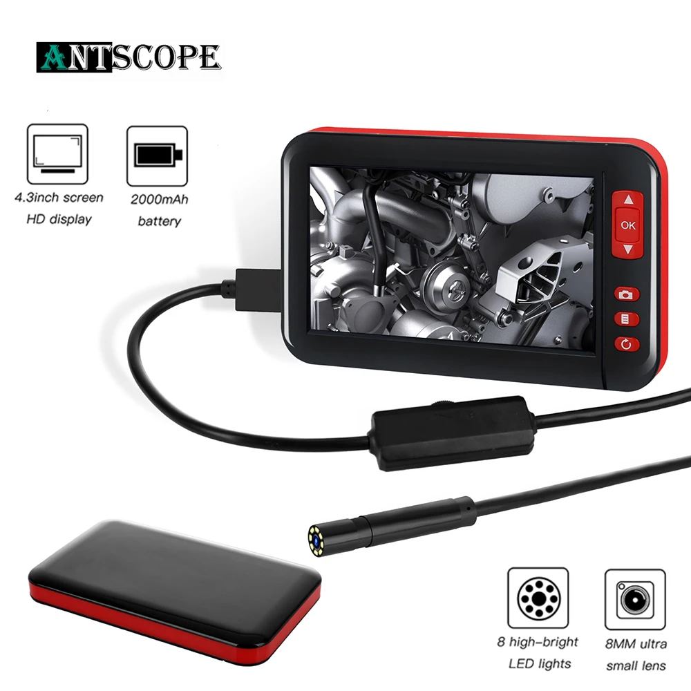 

Antscope Mini inspection Camera Car Industrial Endoscope 4.3 inch Borescope Inspection Camera Plug And Play Endoscope Camera 25