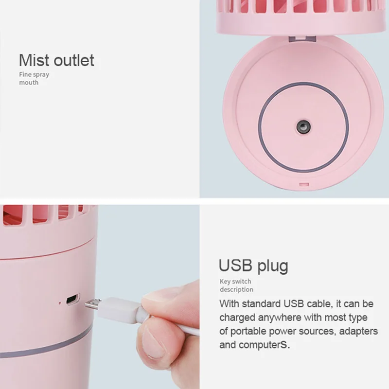 Портативный USB вентилятор гибкий с воздушным диффузором Регулируемый кулер мини-вентилятор удобный настольный USB Охлаждающий туман вентилятор увлажнитель