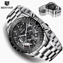 BENYAR мужские часы Топ бренд Роскошные часы кварцевые военные наручные часы мужские часы хронограф бизнес часы Relogio Masculino