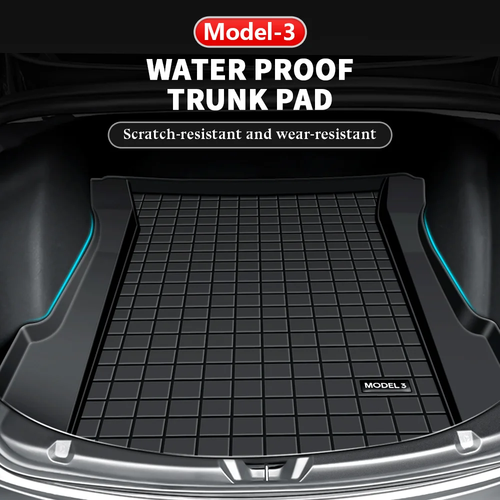

Upgrade TPE Rubber Car Front Rear Trunk Storage Mats Trunk Pads Waterproof Cargo Tray Protective Pad For Tesla Model 3 2017-2021
