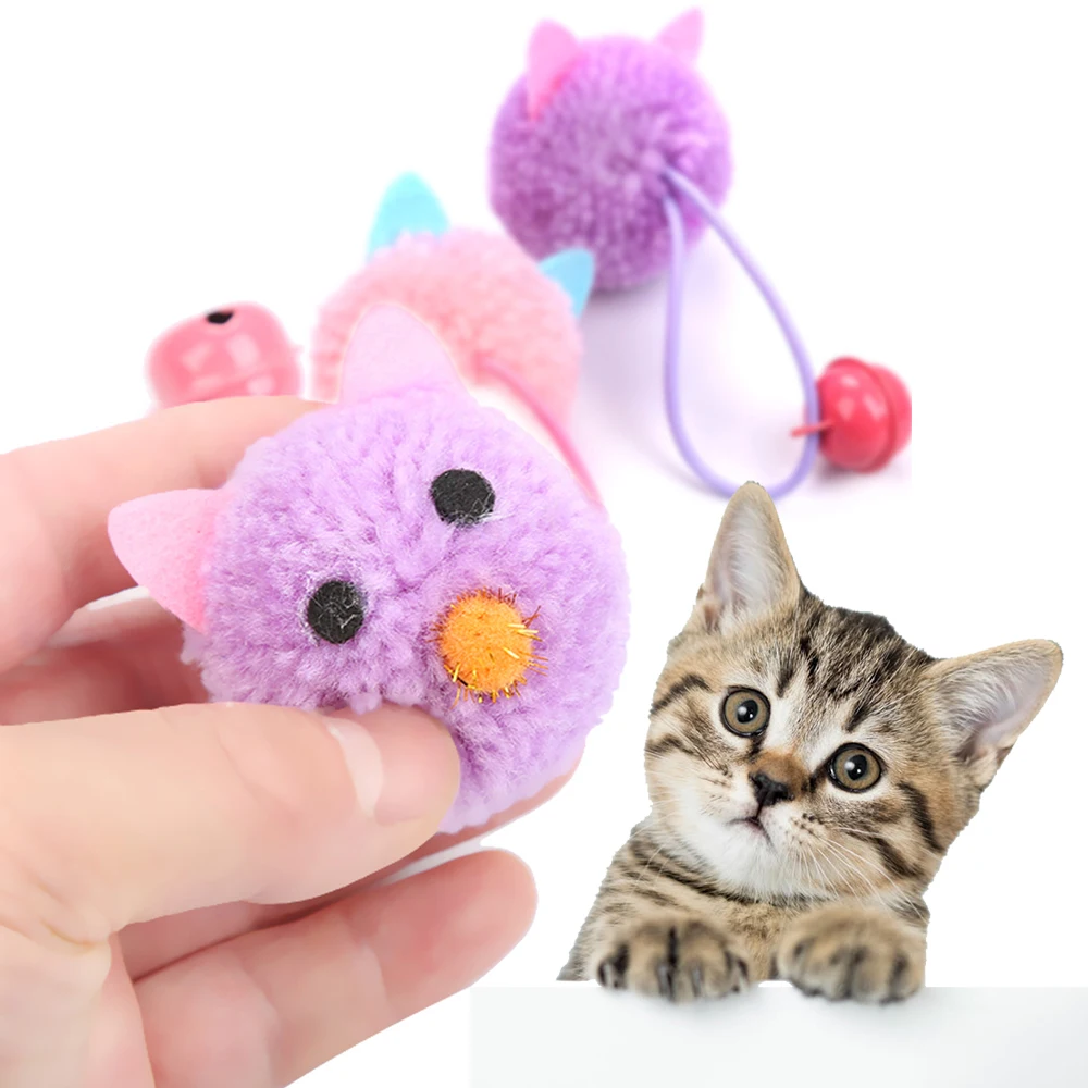 Новинка игрушки для кошек плюшевая мышка форма головы колокольчики забавные