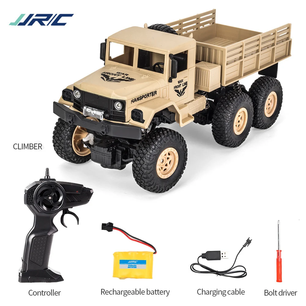 Jjrc Q69 2,4 ghz 6wd 1:18 пульт дистанционного управления военный грузовик 6 колесный внедорожник модель радиоуправляемого грузовика дистанционное управление альпинистская машина