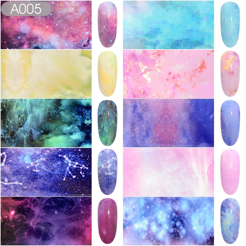 Gradient Rainbow Starry Sky Nail Foil Shimmer Japanese Syle for Nail Art Sticker Set Transfer Foils DIY Salon Wraps Decals - Цвет: BS07122