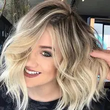 32 см синтетический кружевной женский парик в европейском и американском стиле, градиентный цвет, короткий кудрявый парик из волокна, головной убор, модный набор для моделирования