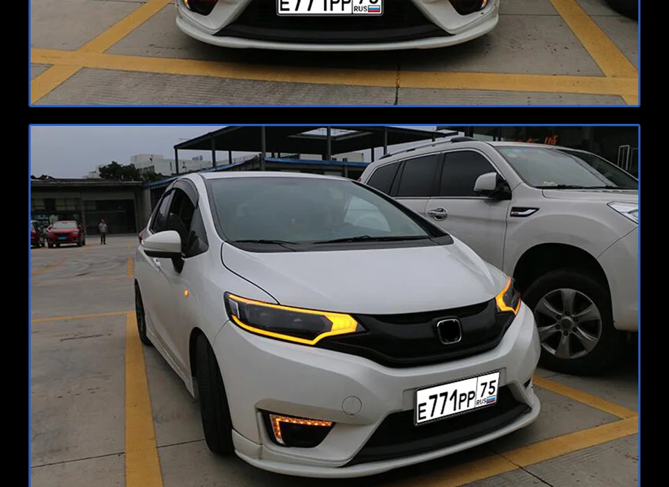 Головной фонарь для Honda FIT JAZZ GK5- фары Противотуманные фары Дневные ходовые огни DRL H7 светодиодный Биксеноновая лампа автомобильные аксессуары