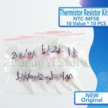 

Free Shipping 100pcs=10value*10pcs NTC Thermistor Resistor Kit NTC-MF58 1K 2K 5K 10K 20K 50K 100K 200K 500K 1M +/-5% 3950B