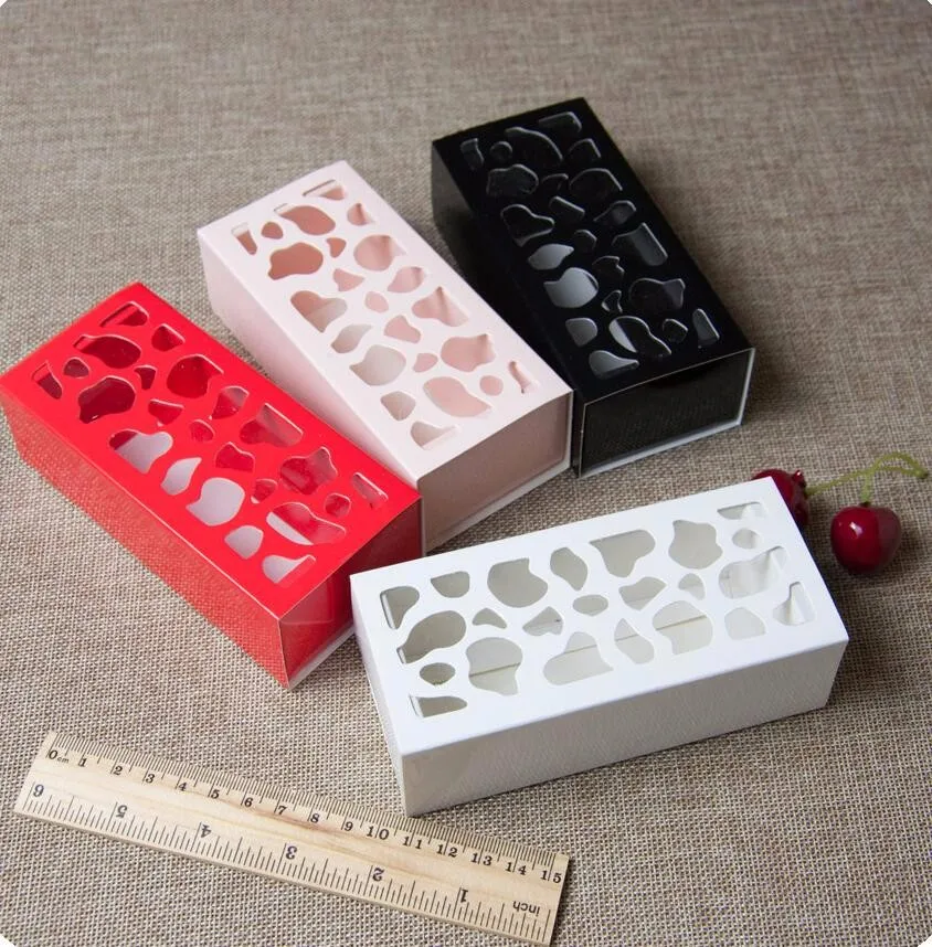 

Innersize 11.2*4.3*3cm Cardboard Box Macaroon Caixa Packaging drawer Paper gift Box Jewelry 3 Macaroon box with window