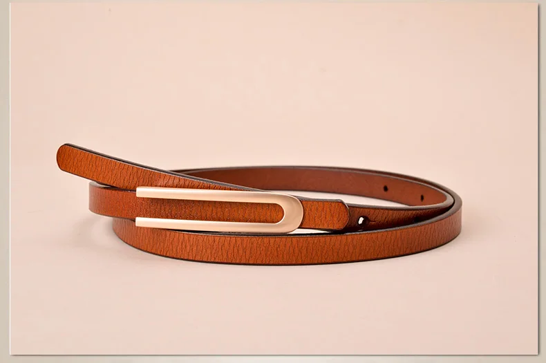 Fashion vintage 1.2cm white/black hollow fine Womens / Ladies Slim Leather Belt Korean style with "U" pin buckle for dress jeans