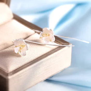 

Creative S925 Sterling Silver Ornament Handmade Women's Flower Ear Pendant