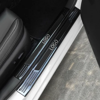 

For Tesla Model 3 2017 2018 2019 Car Door Threshold Sill Scuff Plate Guard Welcome Pedal Stickers Exterior Accessories