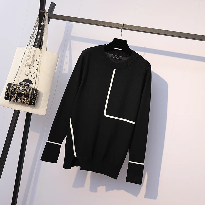 

Fat Size Female Dress Fat Sister Fashionable Slender Knitted Sweater Female Top In Autumn 2019