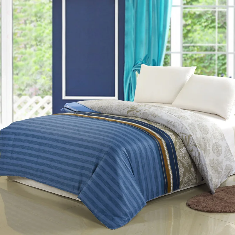 Домашний текстиль 1 шт. синий в полоску пододеяльник одеяло из хлопковой ткани чехол на молнии 160x210 см/180x220 см/200x230 см/220x240 см/x см - Цвет: Белый