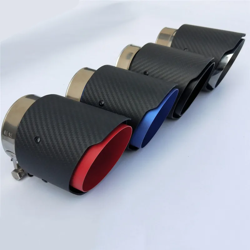 Blue 80mm Inlet 101mm Outlet Carbon Fiber Tail Throat Staight-Sided Matte Exhaust Pipe Tip Fit for CX5 CX4 Exhaust Tail Throat 