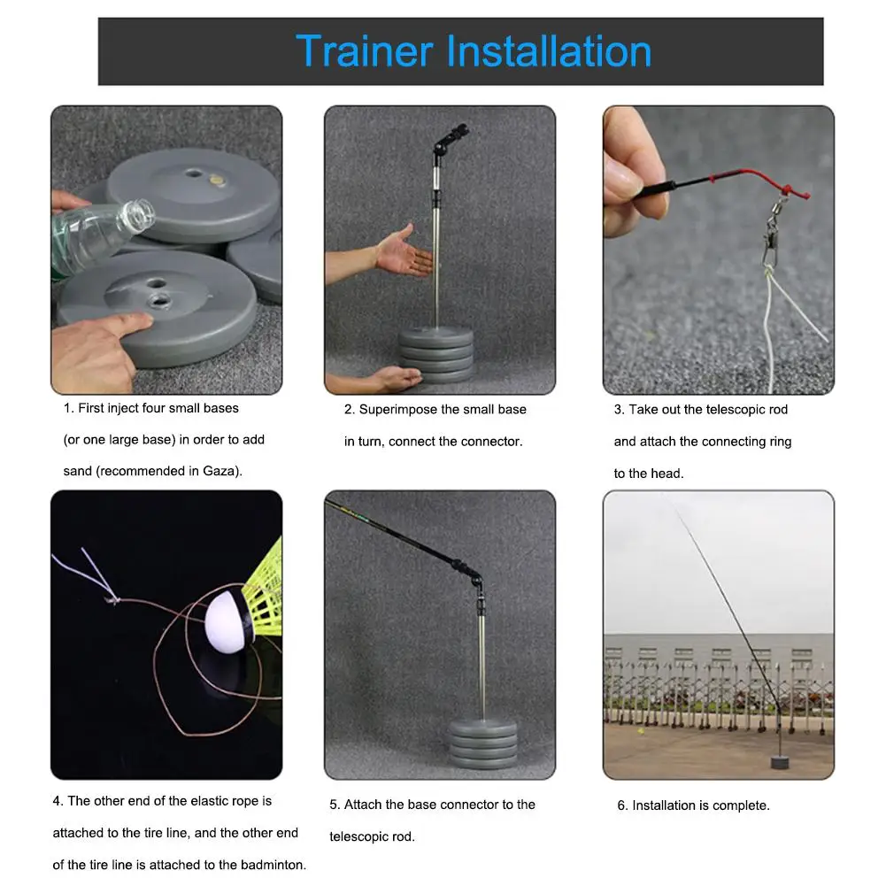 Youbeny Badminton Trainer Portable One Person Badminton Single Play Rebound Practice Swing Automatic Sparring Badminton Set for Children Adult