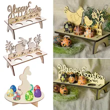 

Easter Wooden Egg Stand Decoration for Home Easter DIY Egg Shelves Bunny Rabbit Hold Rack Happy Easter Party Table Decorations