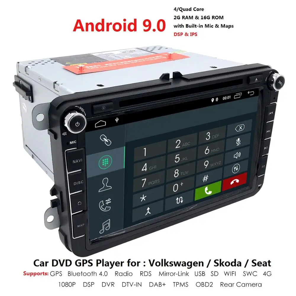 Авторадио Android 9 0 2 Din Автомобильный dvd плеер мультимедиа для V W Passat B6 ccT5 Skoda Octavia Rapid