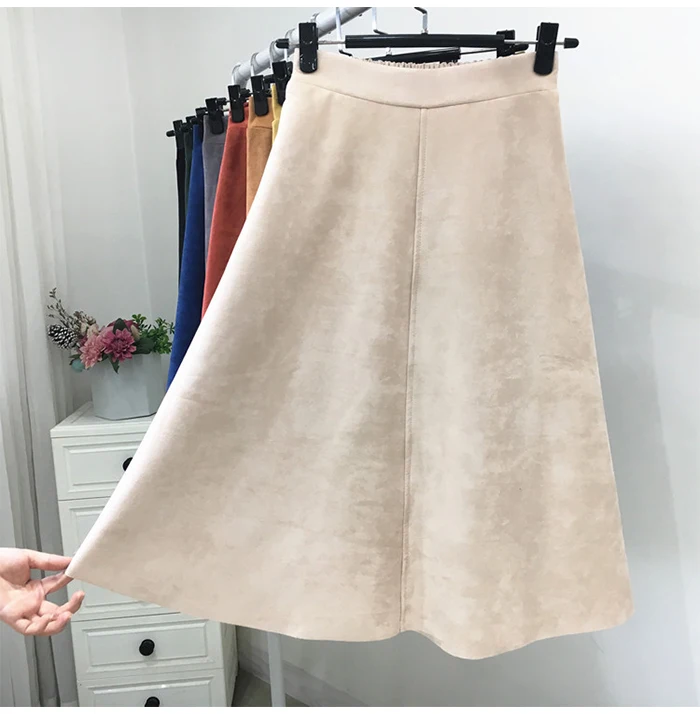 Женская трапециевидная юбка из замшевая TIGENA, юбкамиди с высокой талией для женщин на осень-зиму