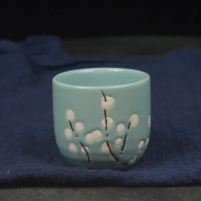 Japanses sake home керамика с ручной росписью чашка для супа вина маленькая Ретро фруктовая Слива белое вино Желтый Теплый Горячий Набор бокалов для вина - Цвет: 17