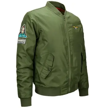 

New Autumn Winter Air Force One Bomber jacket Men Fashion Stand Collar Warm Mens Pilot Jackets Baseball Uniform Thick Parka Coat