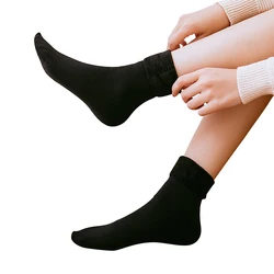 CHRLEISURE Keep warm Workout Socks Women Nylon Plus Velvet Thickening Socks Solid Breathable Elastic Force Lady Winter