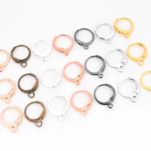 30 шт. 15x12 мм серебро/родий/золото/бронза/КЦ-золото/розовое золото басовый рычаг назад зажимы крючки для ушей серьги фурнитура для ювелирных изделий DIY