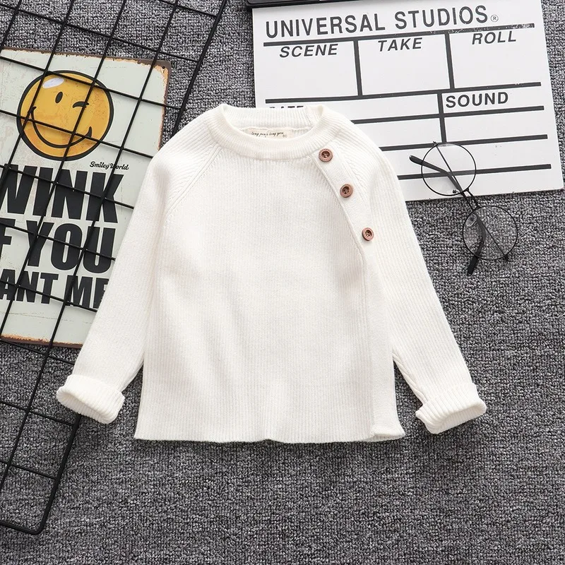 

2019 spring new sweater knit bottoming girls sweater solid elastic close warm baby knit sweater toddler girl winter clothes
