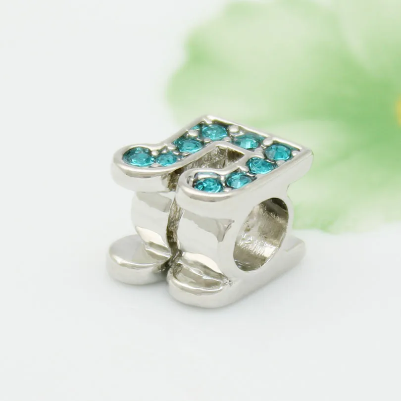 Синий кристалл музыка Шарм Примечание европейский шарик fit Pandora браслет