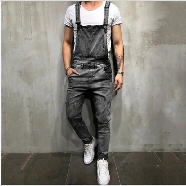 

Wish Fashion Men Camisole Onesie without Holes Men's Slim Fit Cowboy Trousers Suspender Pants