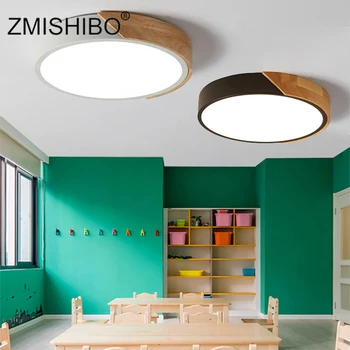 

ZMISHIBO LED Discolor Ceiling Lamp Acrylic Wooden Round Multicolor 18W 96-265V Ceiling Surface Mounted LED Lighting Fixtures
