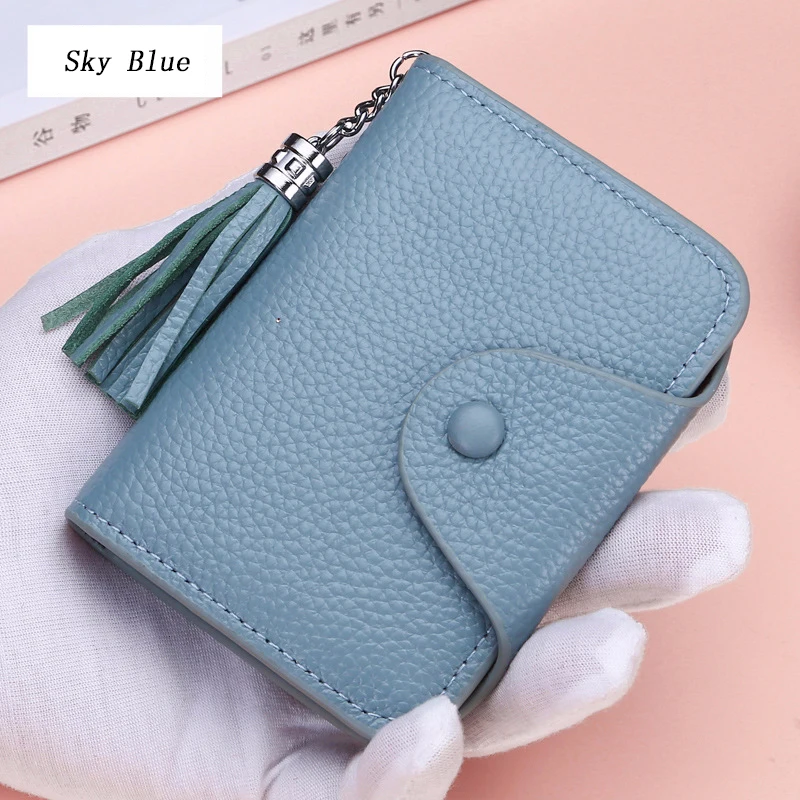 blue 2 Держатель для кредитных карт, Женский кошелек из натуральной кожи, Женский кошелек для карт, держатель для карт, Женский держатель для банковских карт, держатель для паспорта - Цвет: blue 2