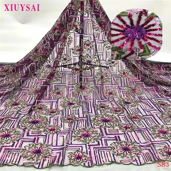

XIUYSAI African Sequins Lace Fabric 2020 High Quality Lace French Sequence Tulle Lace Nigerian Lace Fabrics For Wedding SL83