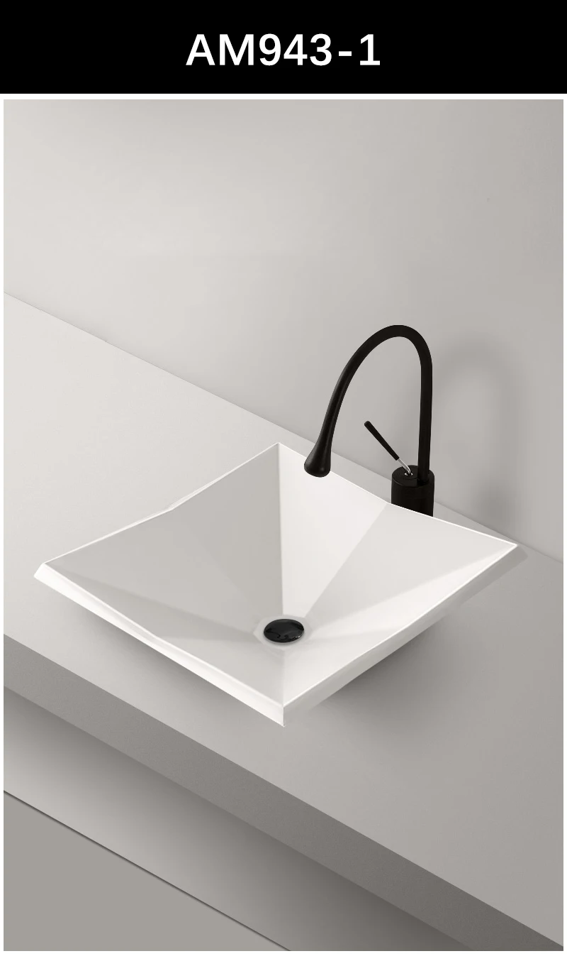 Раковины для ванной комнаты с геометрическим дизайном, керамический сосуд, современный черно-белый умывальник, чаша с сливом, мягкий шланг для туалета AM943