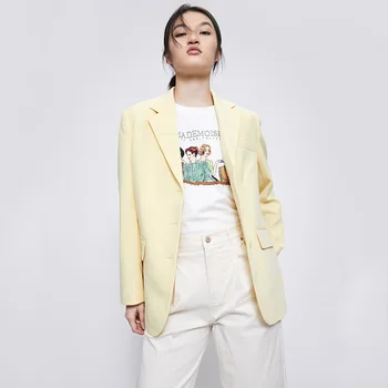 

ZA 2020 Women Fashion Solid Casual Office Wear Suit Blazers Single Breasted Coat Long Sleeve Notched Collar Blazer Ropa Mujer