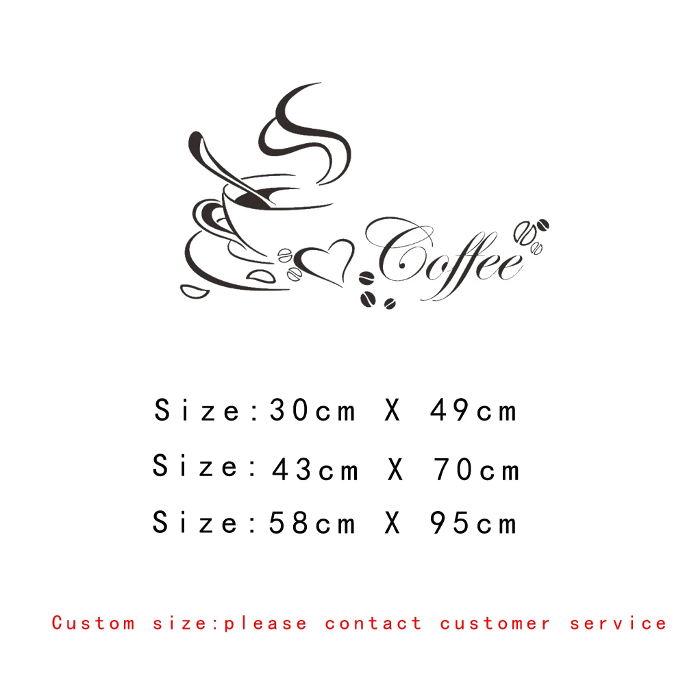 Coffee cup with heart vinyl quote Restaurant Kitchen removable wall Stickers DIY 
