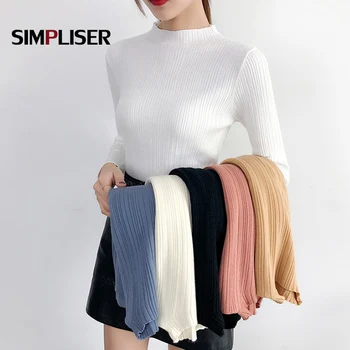 

Basic Knit Sweater Women High Collar Knitting Bottoming Shirt 2020 Spring Autumn Pullovers Female High Stretch Knitted Tops Red